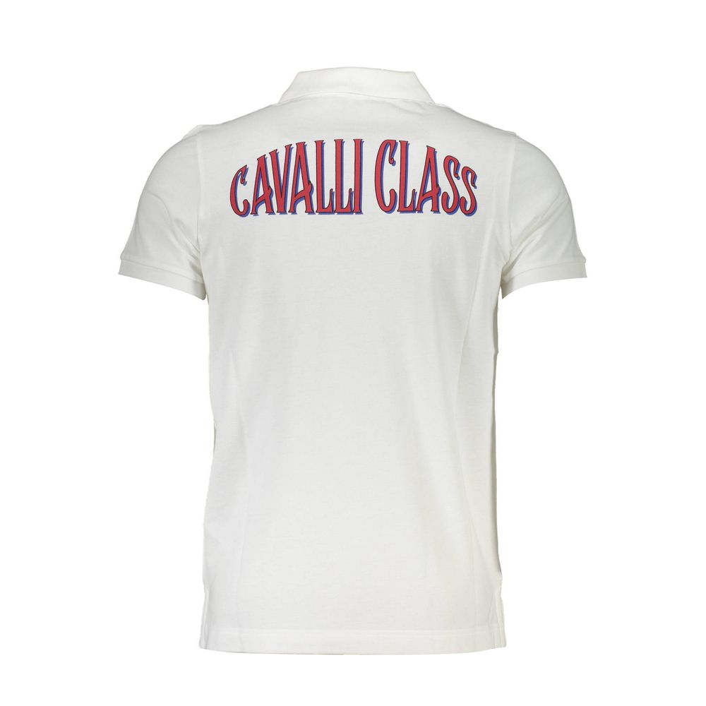 Cavalli Class White Cotton Men Polo Shirt Mens T-Shirt