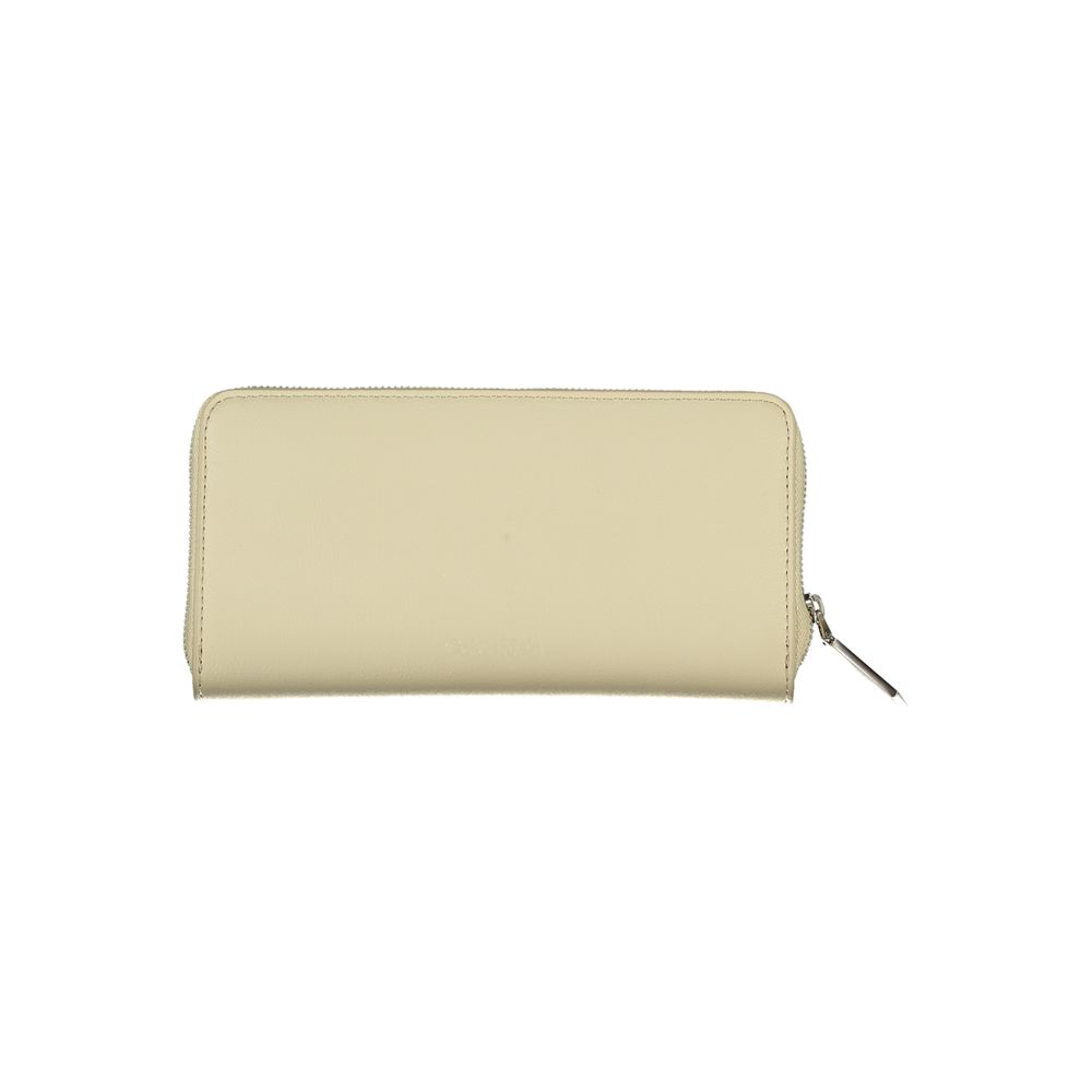 Calvin Klein Elegant Beige Zip Wallet with RFID Blocking Womens Wallet
