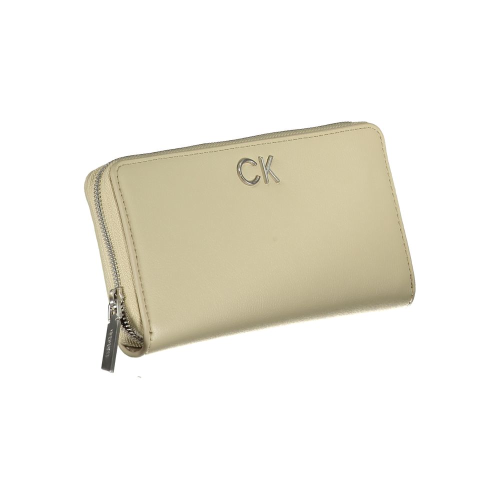 Calvin Klein Elegant Beige Zip Wallet with RFID Blocking Womens Wallet