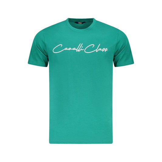 Cavalli Class Green Cotton Men T-Shirt Mens T-Shirt