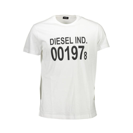 Diesel White Cotton Men T-Shirt Mens T-Shirt