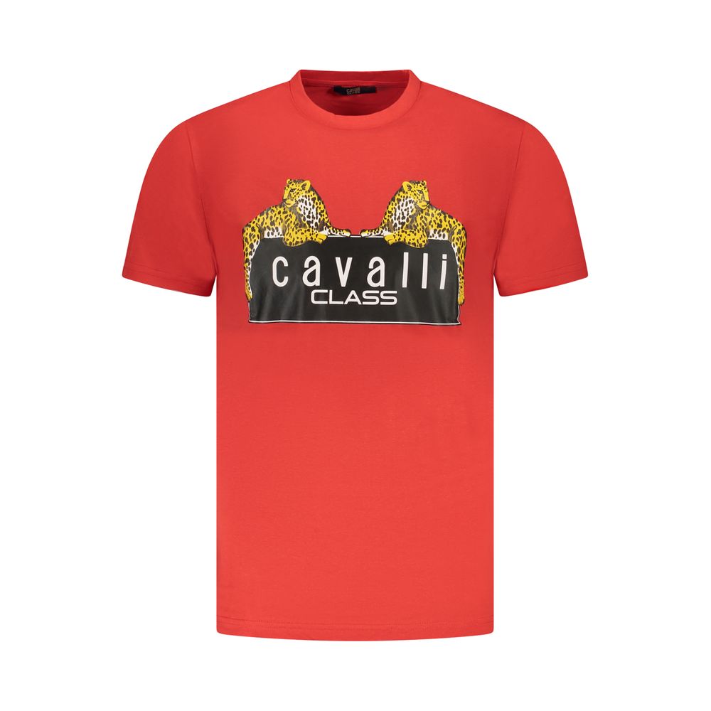 Cavalli Class Red Cotton Men T-Shirt Mens T-Shirt
