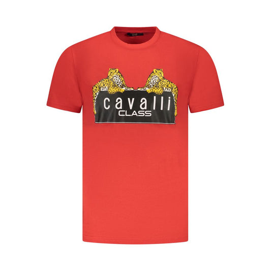 Cavalli Class Red Cotton Men T-Shirt Mens T-Shirt