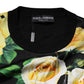 Dolce & Gabbana Black Silk Floral Crew Neck Pullover Sweater