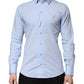Dolce & Gabbana Sky Blue Cotton GOLD Long Sleeves Dress Shirt