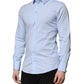 Dolce & Gabbana Sky Blue Cotton GOLD Long Sleeves Dress Shirt
