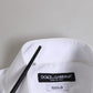 Dolce & Gabbana White Cotton GOLD Long Sleeves Dress Men Shirt