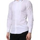 Dolce & Gabbana White Cotton GOLD Long Sleeves Men Dress Shirt