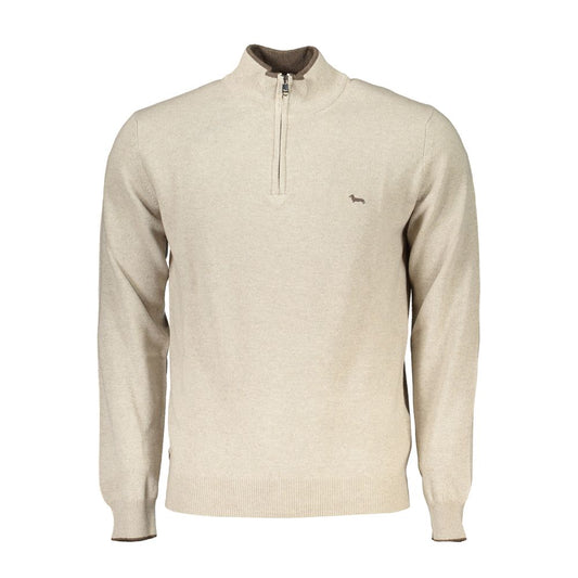 Harmont & Blaine Beige Half-Zip Sweater with Embroidery Detail Mens Sweater