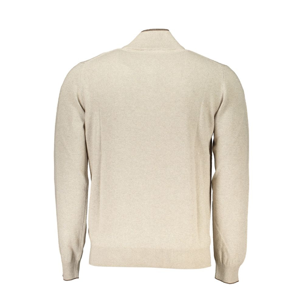 Harmont & Blaine Beige Half-Zip Sweater with Embroidery Detail Mens Sweater