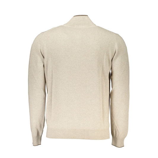 Harmont & Blaine Beige Half-Zip Sweater with Embroidery Detail Mens Sweater