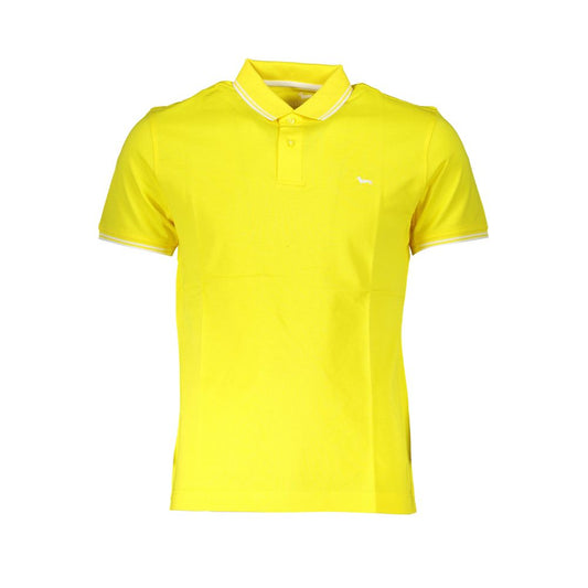 Harmont & Blaine Elegant Yellow Cotton Polo with Contrast Details Mens T-Shirt