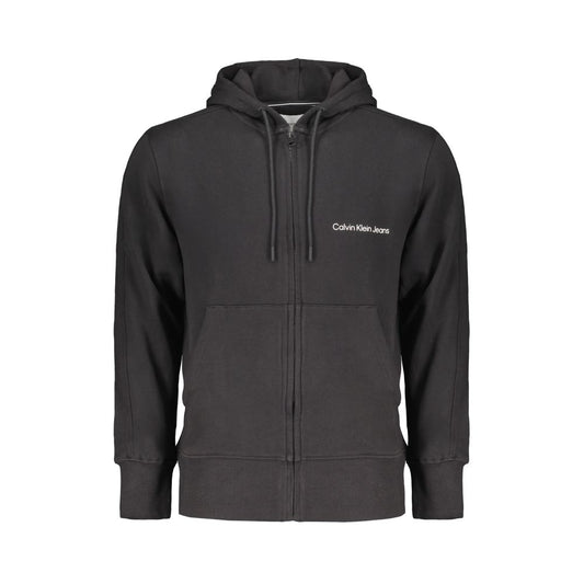Calvin Klein Black Cotton Men Sweater with Hood and Central Pockets Mens Sweater