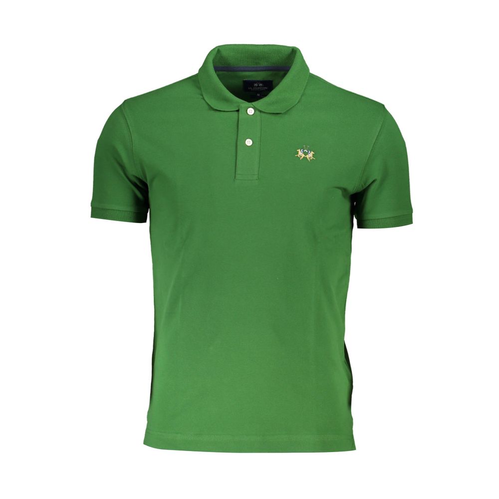 La Martina Sleek Green Slim Fit Polo with Contrast Detail Mens T-Shirt
