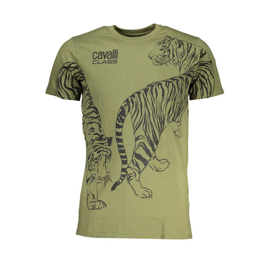Cavalli Class Green Cotton T-Shirt Mens T-Shirt