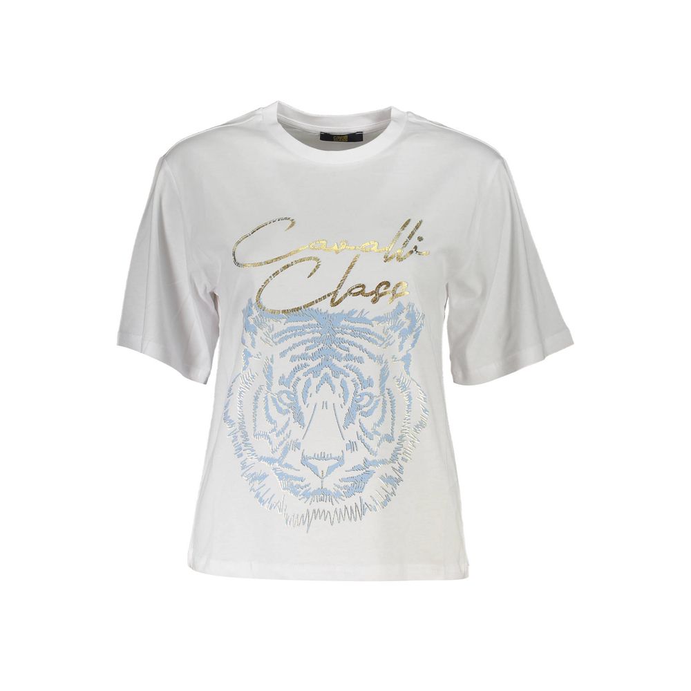 Cavalli Class White Cotton T-Shirt