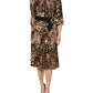 Dolce & Gabbana Brown Leopard Print Belted A-line Midi Dress