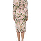 Dolce & Gabbana Pink Lily Viscose Sheath Stretch Midi Dress