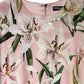 Dolce & Gabbana Pink Lily Viscose Sheath Stretch Midi Dress
