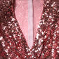 Dolce & Gabbana Pink Sequin Statement Nylon Midi V-Neck Dress