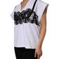 Dolce & Gabbana White Lace Cotton V-Neck Short Sleeves Top