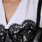 Dolce & Gabbana White Lace Cotton V-Neck Short Sleeves Top