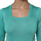 Dolce & Gabbana Aqua Blue Silk Short Sleeves Square Neck Top