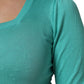 Dolce & Gabbana Aqua Blue Silk Short Sleeves Square Neck Top