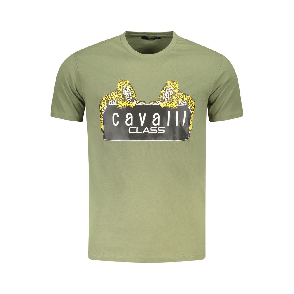 Cavalli Class Green Cotton Men T-Shirt Mens T-Shirt
