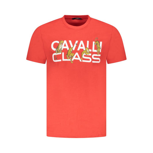 Cavalli Class Red Cotton Men T-Shirt Mens T-Shirt