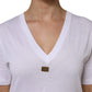 Dolce & Gabbana White Cotton Short Sleeve V-Neck Top T-shirt