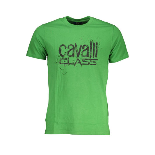 Cavalli Class Green Cotton T-Shirt Mens T-Shirt