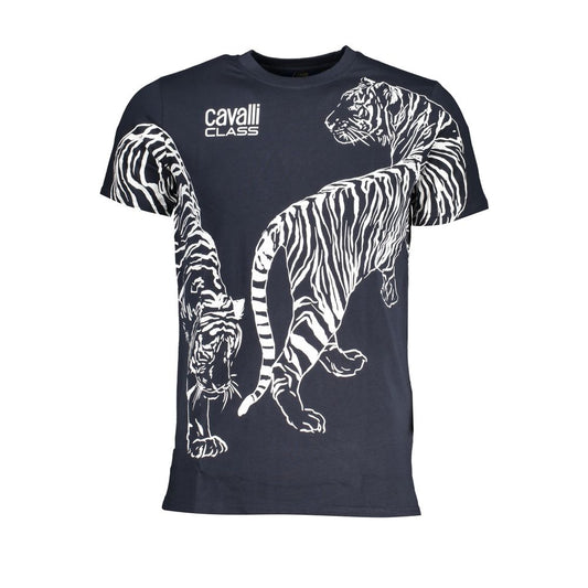 Cavalli Class Blue Cotton T-Shirt Mens T-Shirt