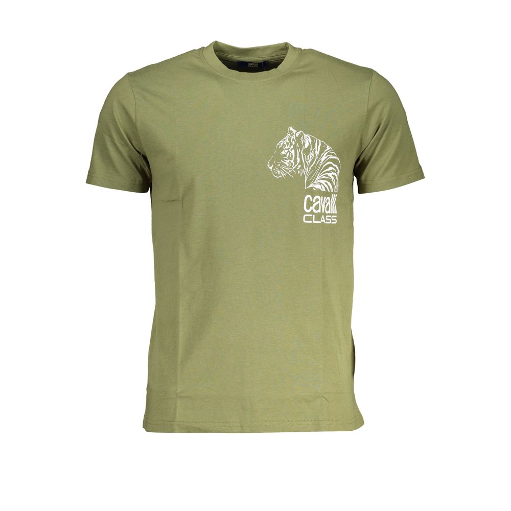 Cavalli Class Green Cotton T-Shirt Mens T-Shirt