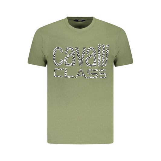 Cavalli Class Green Cotton Men T-Shirt Mens T-Shirt