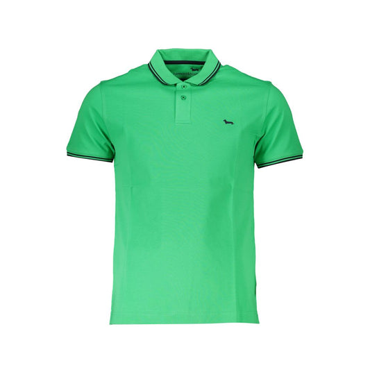 Harmont & Blaine Chic Green Cotton Polo with Contrast Detailing Mens T-Shirt