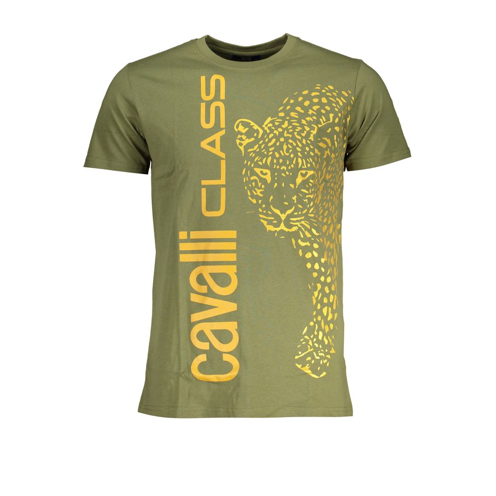 Cavalli Class Green Cotton T-Shirt Mens T-Shirt