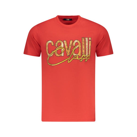 Cavalli Class Red Cotton Men T-Shirt Mens T-Shirt