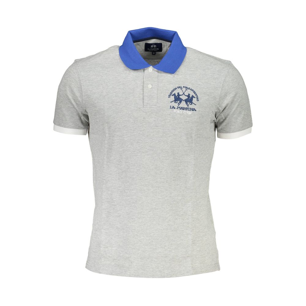 La Martina Gray Cotton Polo Shirt