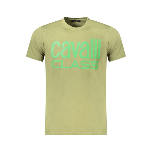 Cavalli Class Green Cotton Men T-Shirt Mens T-Shirt