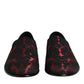 Dolce & Gabbana Red Black Jacquard Slip On Loafers Shoes