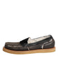 Dolce & Gabbana Brown White Calfskin Leather Loafers Shoes