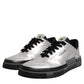HIDE & JACK Metallic Silver Low Top Lace Up Sneakers Shoes