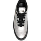 HIDE & JACK Metallic Silver Low Top Lace Up Sneakers Shoes