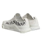 Dolce & Gabbana White Logo Print Lace Up Low Top Sneakers Shoes