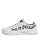 Dolce & Gabbana White Logo Print Lace Up Low Top Sneakers Shoes