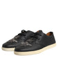 Dolce & Gabbana Black Leather Bee Crown Low Top Sneakers Shoes
