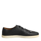 Dolce & Gabbana Black Leather Bee Crown Low Top Sneakers Shoes