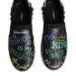 Dolce & Gabbana Black Leather Studded Graffiti Sneakers Shoes