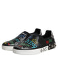 Dolce & Gabbana Black Leather Studded Graffiti Sneakers Shoes
